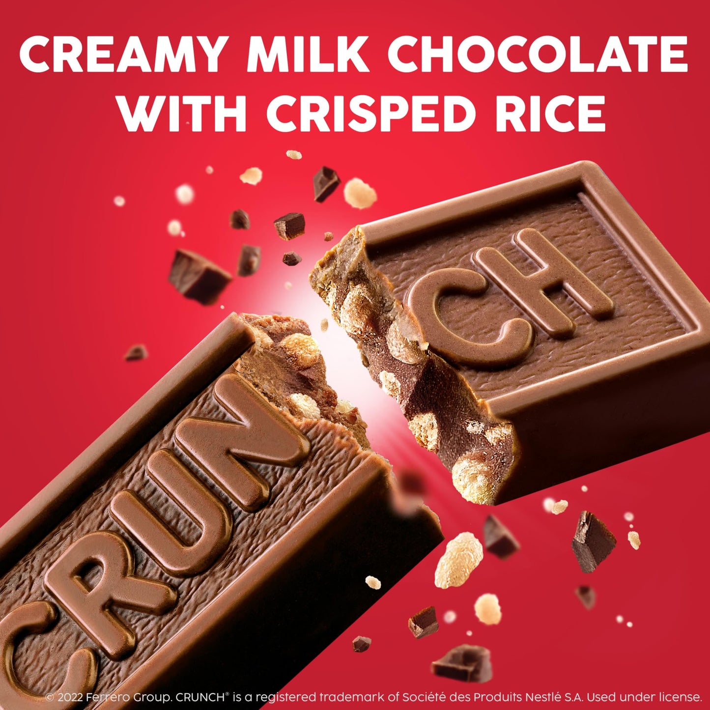 CRUNCH, Bulk 36 Count, Milk Chocolate and Crisped Rice, Full Size Halloween Candy, 1.55 oz Each