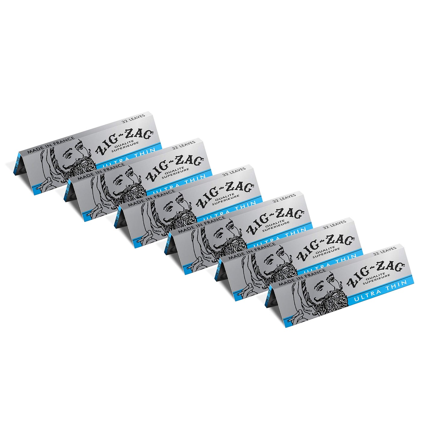 ZIG-ZAG Ultra-Thin Rolling Papers - 1 ¼-Inch Size - Slow Burning - 32 Papers/Pack - 6 Pack (78mm)