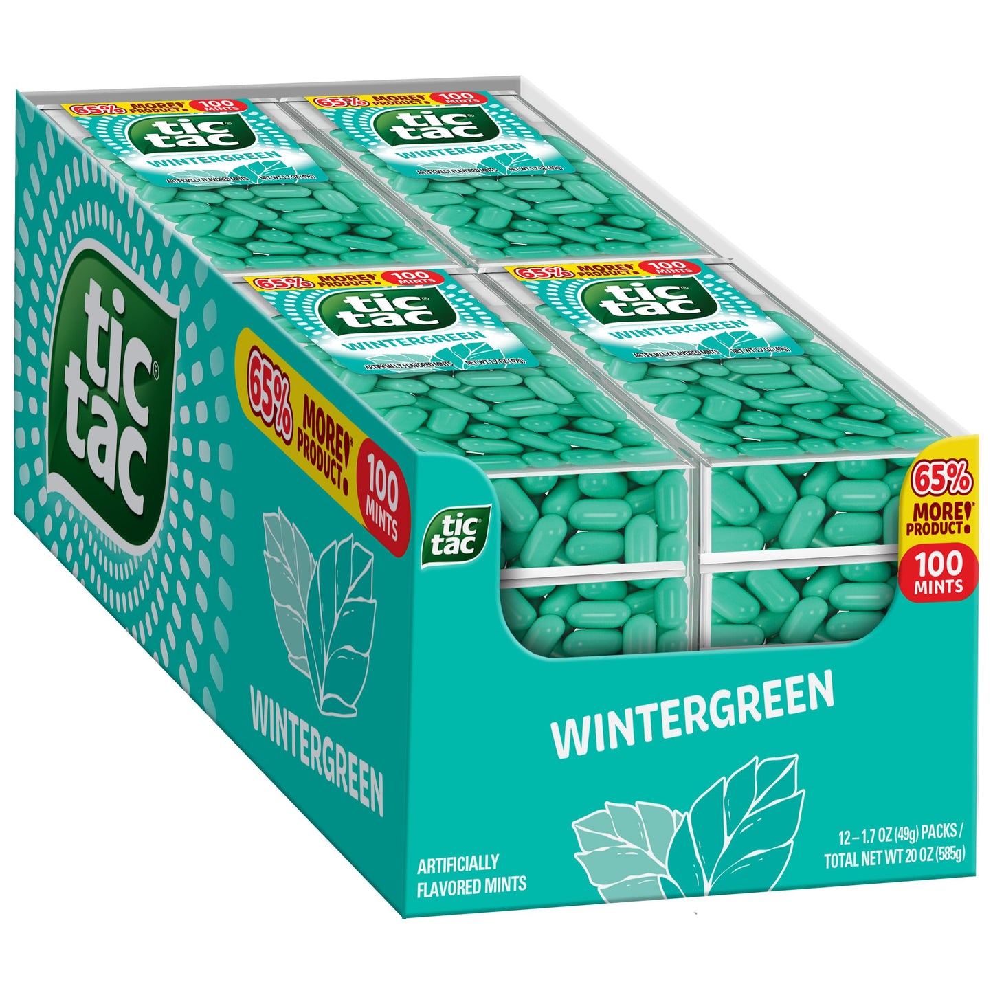 Tic Tac Wintergreen Breath Mints, Bulk 12 Pack, On-The-Go Refreshment, 1 Oz Each