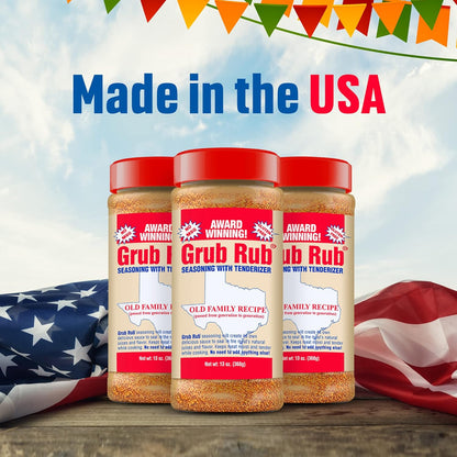 Grub Rub BBQ Seasoning & Meat Rubs for Smoking - Pork Rub, Steak Seasoning, & Brisket Rub - Award Winning Family Recipe - Moist, Tender, & Juicy Meats, Seafood, Veggies & More