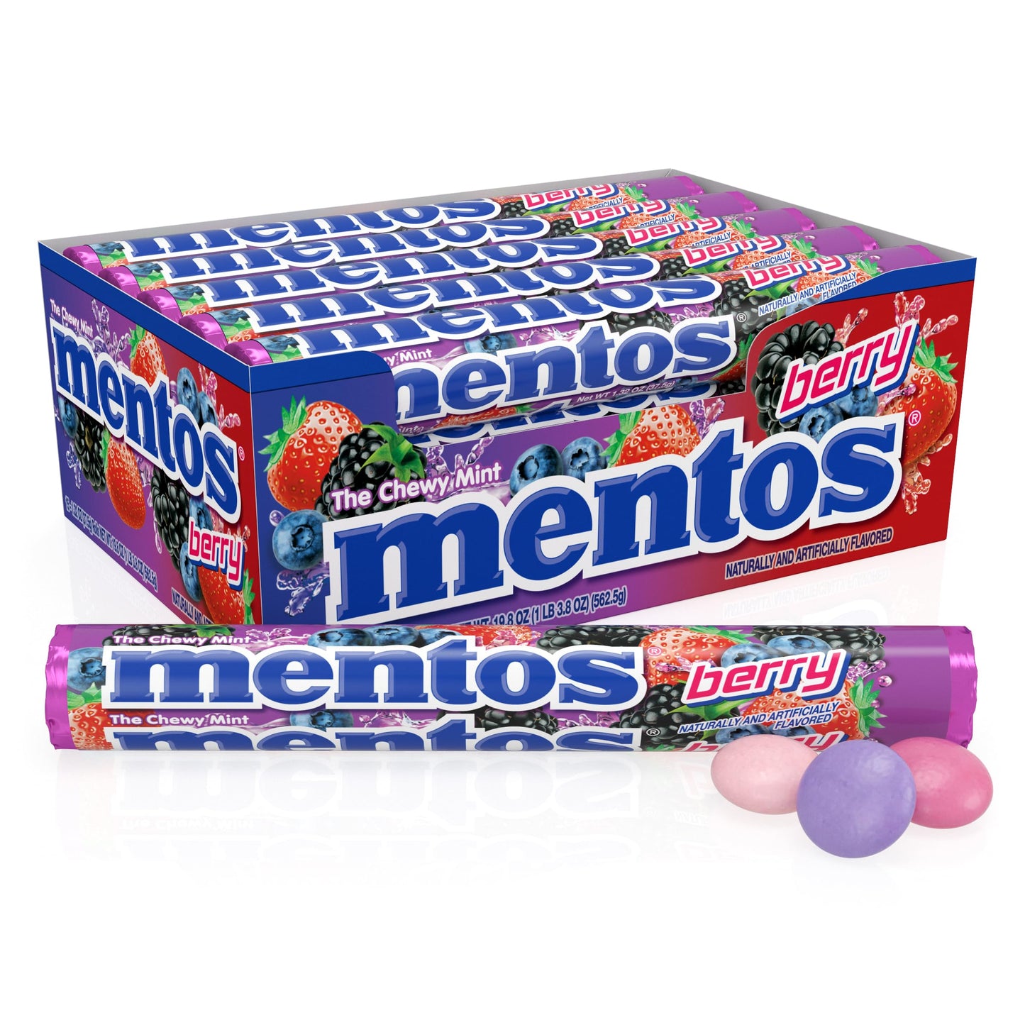 Mentos Chewy Mint Candy Roll, Mint, Non Melting, Party, 14 Pieces (Bulk Pack of 15) - Packaging May Vary