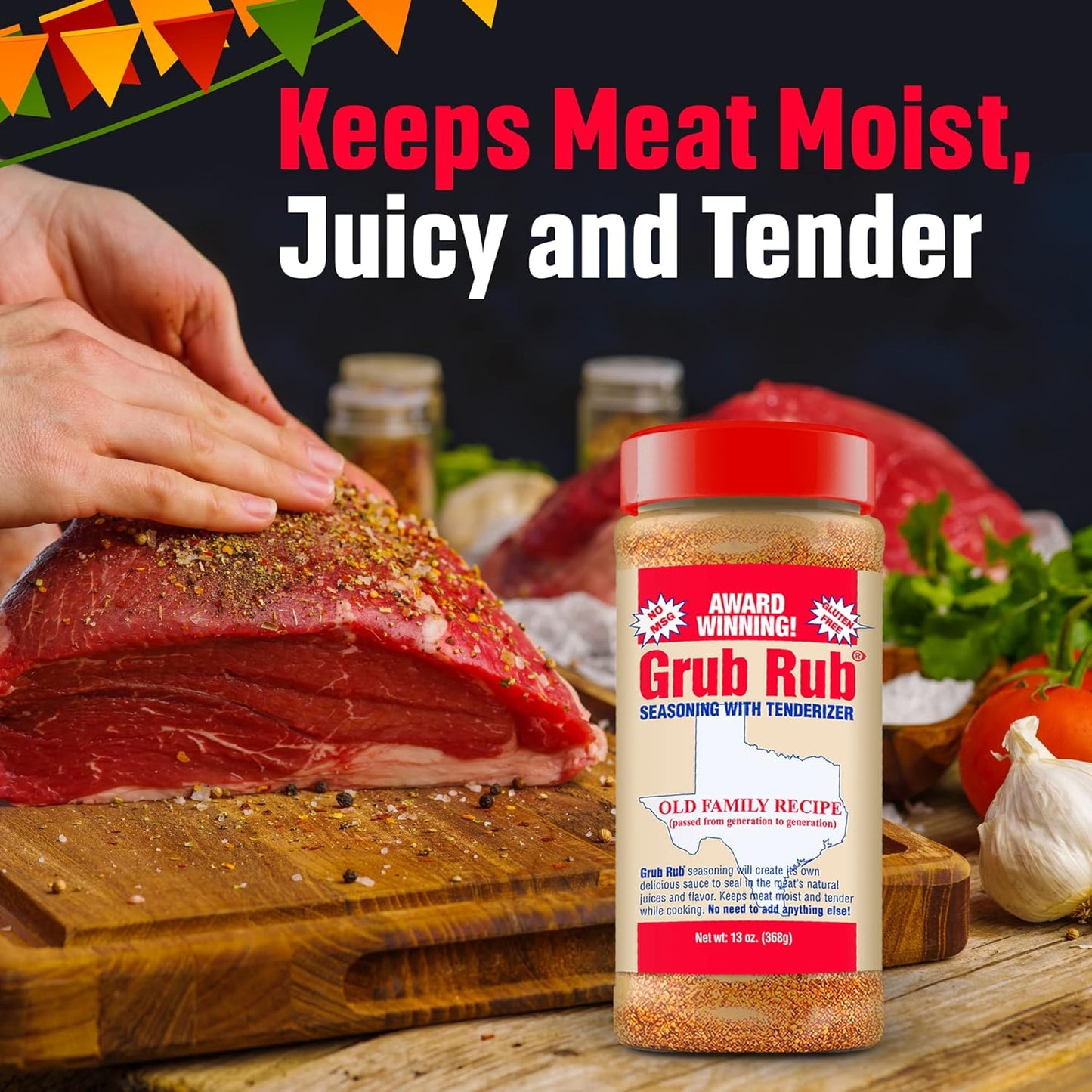 Grub Rub BBQ Seasoning & Meat Rubs for Smoking - Pork Rub, Steak Seasoning, & Brisket Rub - Award Winning Family Recipe - Moist, Tender, & Juicy Meats, Seafood, Veggies & More