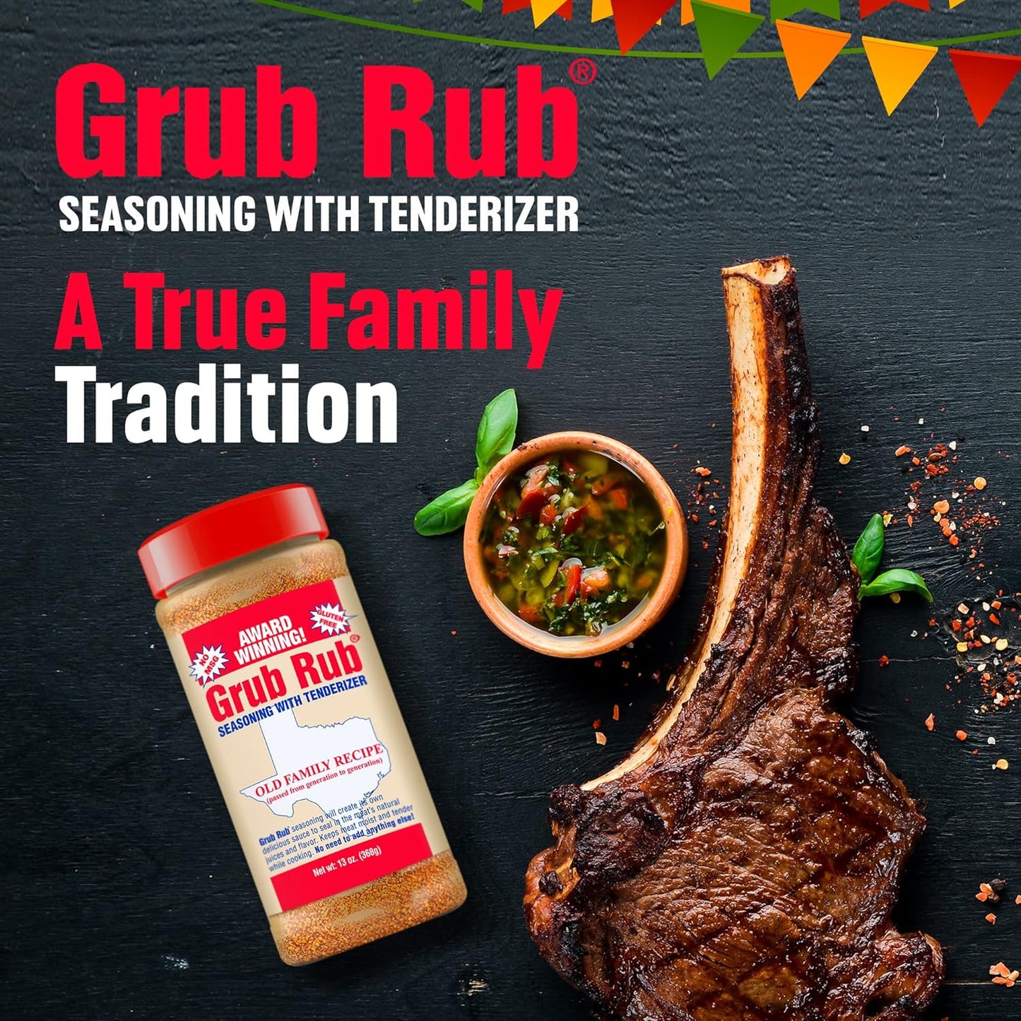 Grub Rub BBQ Seasoning & Meat Rubs for Smoking - Pork Rub, Steak Seasoning, & Brisket Rub - Award Winning Family Recipe - Moist, Tender, & Juicy Meats, Seafood, Veggies & More