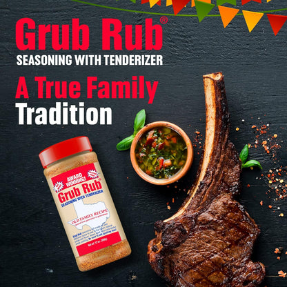 Grub Rub BBQ Seasoning & Meat Rubs for Smoking - Pork Rub, Steak Seasoning, & Brisket Rub - Award Winning Family Recipe - Moist, Tender, & Juicy Meats, Seafood, Veggies & More