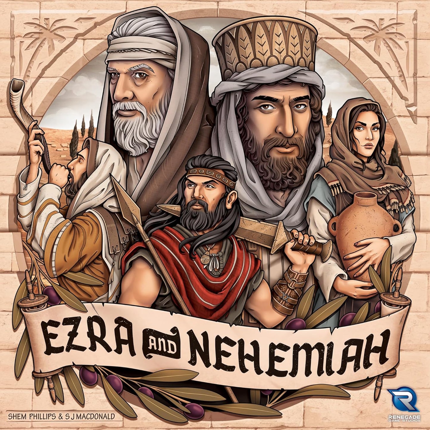 Renegade Game Studios: Ezra & Nehemiah - Strategy Board Game, Rebuild The Great City of Jerusalem, Card-Driven Game, Ages 13+, 1-4 Players, 120 Min